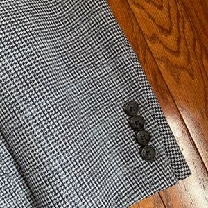 Brooks Brothers Madison Fit Blue Houndstooth Blazer Jacket ~ 44L ~ Dry Cleaned